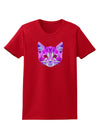 Geometric Kitty Purple Womens Dark T-Shirt-TooLoud-Red-X-Small-Davson Sales