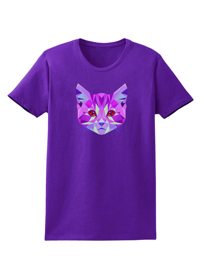 Geometric Kitty Purple Womens Dark T-Shirt-TooLoud-Purple-X-Small-Davson Sales