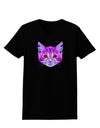 Geometric Kitty Purple Womens Dark T-Shirt-TooLoud-Black-X-Small-Davson Sales