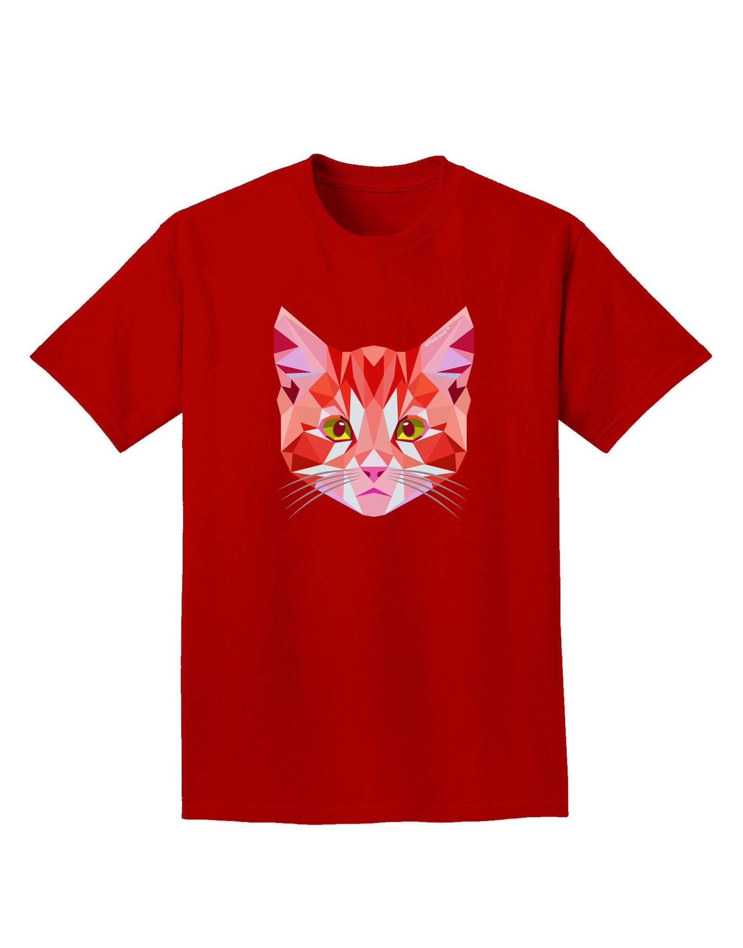 Geometric Kitty Red Adult Dark T-Shirt-Mens T-Shirt-TooLoud-Red-Small-Davson Sales