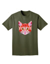 Geometric Kitty Red Adult Dark T-Shirt-Mens T-Shirt-TooLoud-Military-Green-Small-Davson Sales