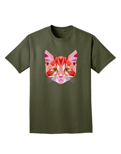 Geometric Kitty Red Adult Dark T-Shirt-Mens T-Shirt-TooLoud-Military-Green-Small-Davson Sales