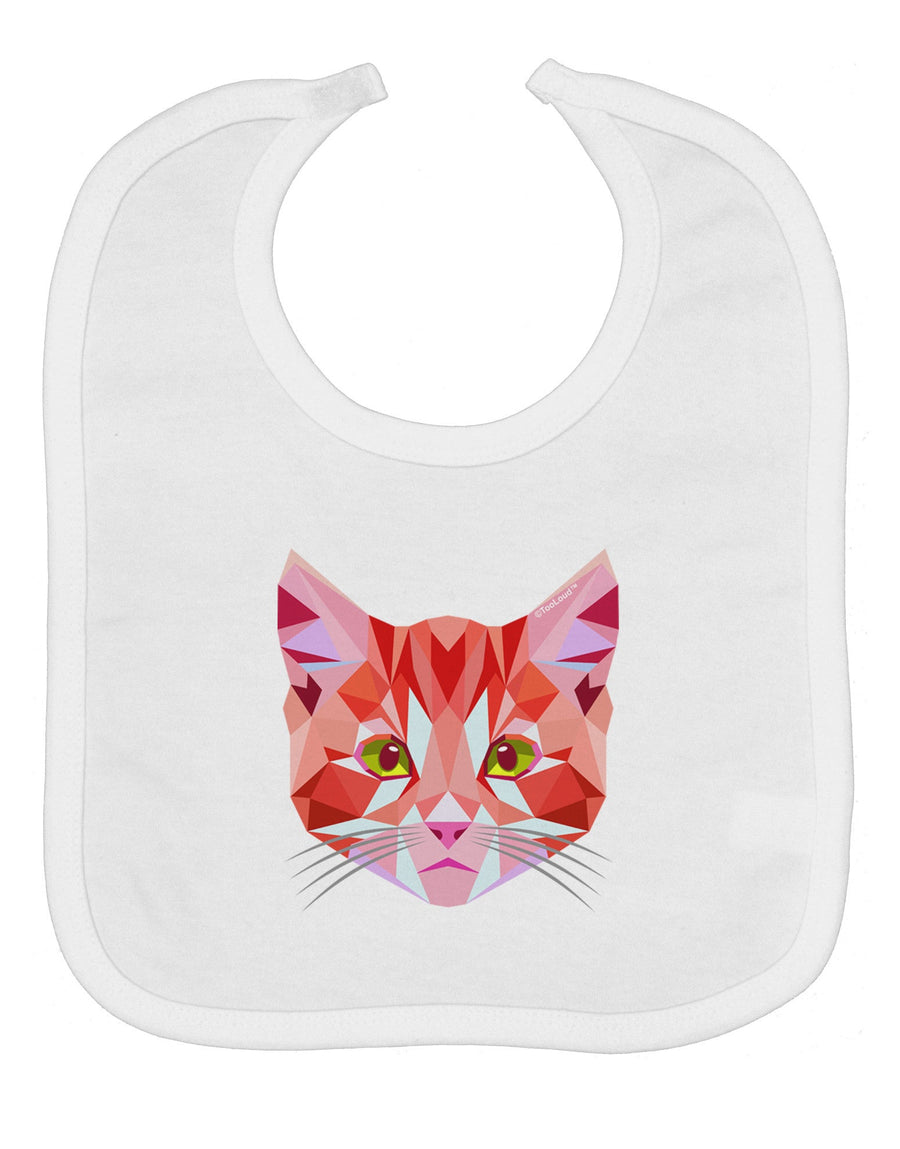 Geometric Kitty Red Baby Bib