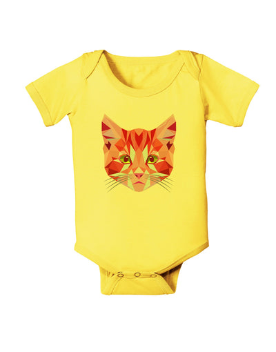 Geometric Kitty Red Baby Romper Bodysuit-Baby Romper-TooLoud-Yellow-06-Months-Davson Sales