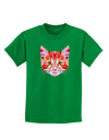 Geometric Kitty Red Childrens Dark T-Shirt-Childrens T-Shirt-TooLoud-Kelly-Green-X-Small-Davson Sales