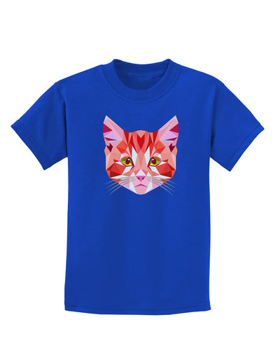 Geometric Kitty Red Childrens Dark T-Shirt-Childrens T-Shirt-TooLoud-Royal-Blue-X-Small-Davson Sales