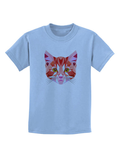 Geometric Kitty Red Childrens T-Shirt-Childrens T-Shirt-TooLoud-Light-Blue-X-Small-Davson Sales