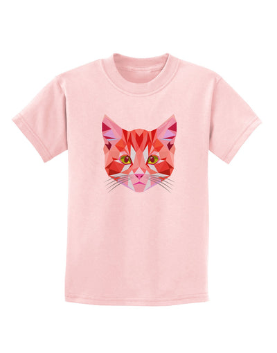 Geometric Kitty Red Childrens T-Shirt-Childrens T-Shirt-TooLoud-PalePink-X-Small-Davson Sales