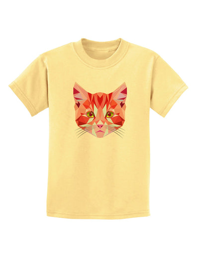 Geometric Kitty Red Childrens T-Shirt-Childrens T-Shirt-TooLoud-Daffodil-Yellow-X-Small-Davson Sales