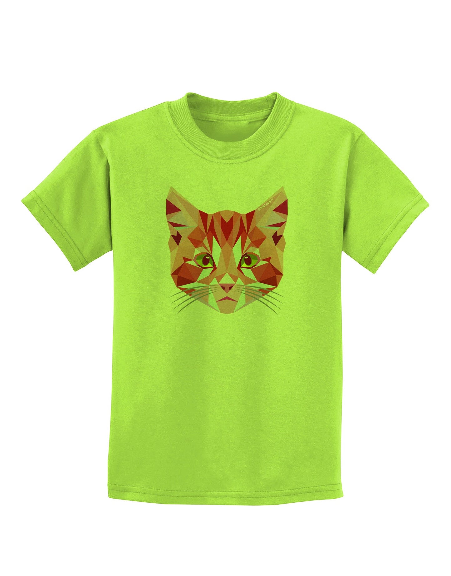 Geometric Kitty Red Childrens T-Shirt-Childrens T-Shirt-TooLoud-Lime-Green-X-Small-Davson Sales
