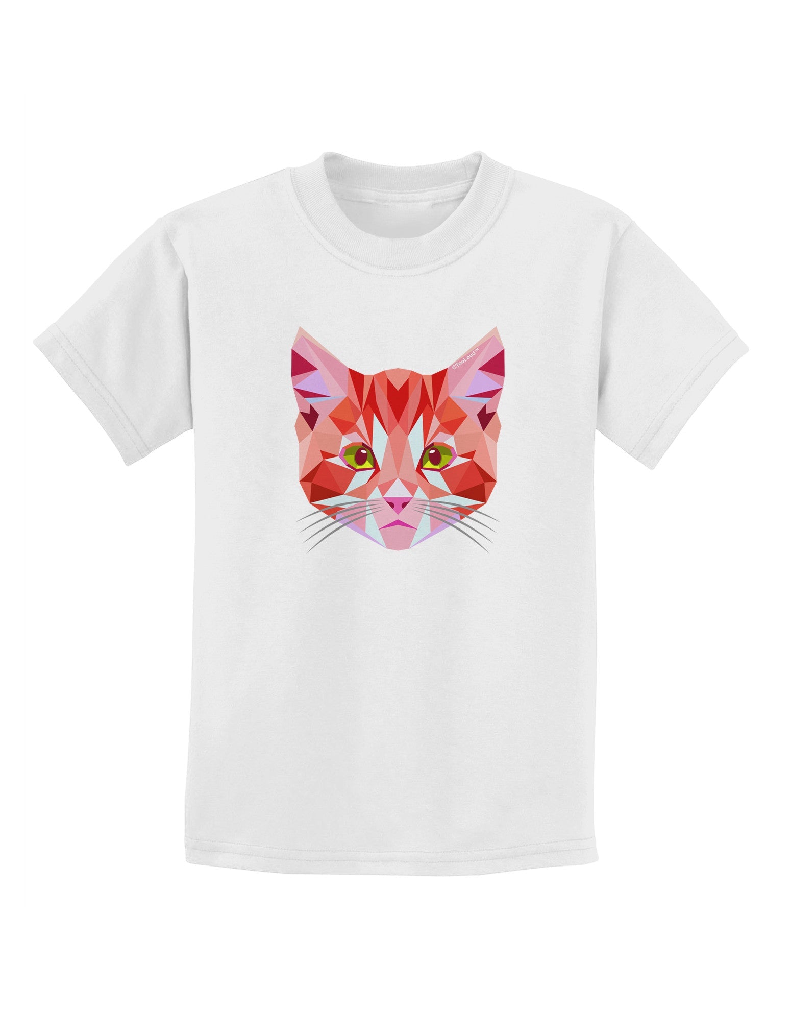 Geometric Kitty Red Childrens T-Shirt-Childrens T-Shirt-TooLoud-White-X-Small-Davson Sales