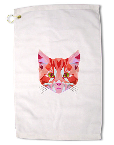 Geometric Kitty Red Premium Cotton Golf Towel - 16 x 25 inch-Golf Towel-TooLoud-16x25"-Davson Sales