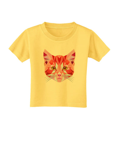 Geometric Kitty Red Toddler T-Shirt-Toddler T-Shirt-TooLoud-Yellow-2T-Davson Sales