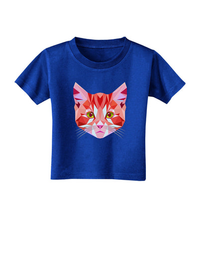 Geometric Kitty Red Toddler T-Shirt Dark-Toddler T-Shirt-TooLoud-Royal-Blue-2T-Davson Sales