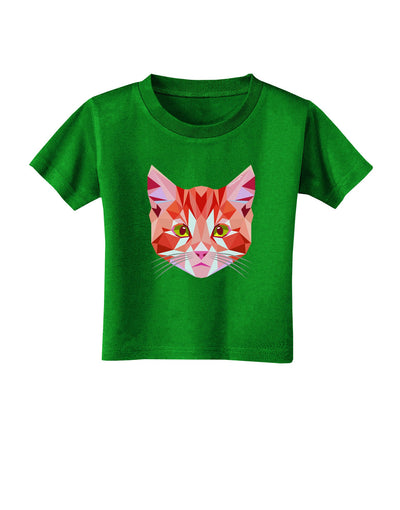 Geometric Kitty Red Toddler T-Shirt Dark-Toddler T-Shirt-TooLoud-Clover-Green-2T-Davson Sales