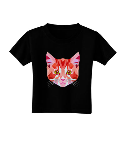 Geometric Kitty Red Toddler T-Shirt Dark-Toddler T-Shirt-TooLoud-Black-2T-Davson Sales