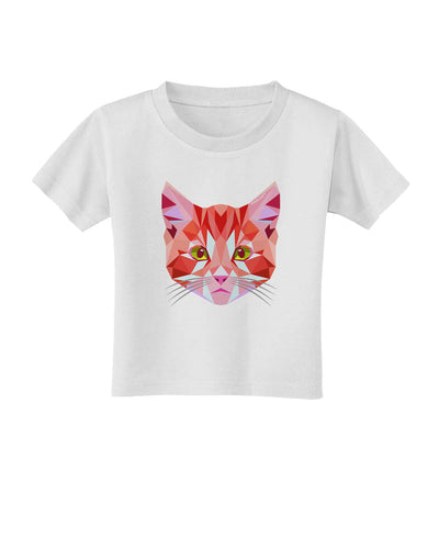 Geometric Kitty Red Toddler T-Shirt-Toddler T-Shirt-TooLoud-White-2T-Davson Sales