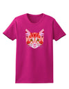 Geometric Kitty Red Womens Dark T-Shirt-TooLoud-Hot-Pink-Small-Davson Sales