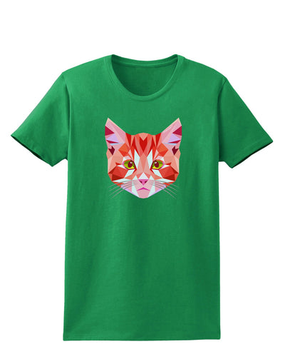 Geometric Kitty Red Womens Dark T-Shirt-TooLoud-Kelly-Green-X-Small-Davson Sales