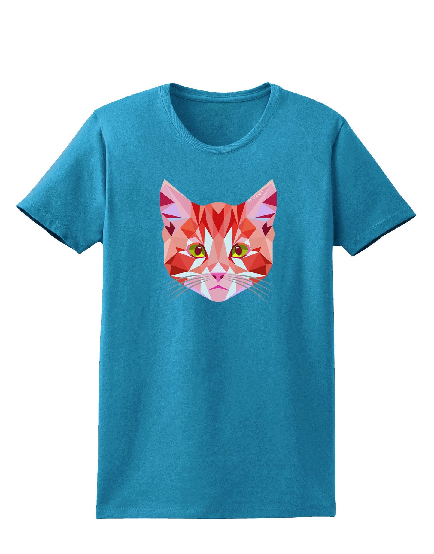 Geometric Kitty Red Womens Dark T-Shirt-TooLoud-Turquoise-X-Small-Davson Sales