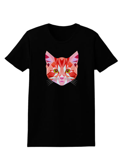 Geometric Kitty Red Womens Dark T-Shirt-TooLoud-Black-X-Small-Davson Sales