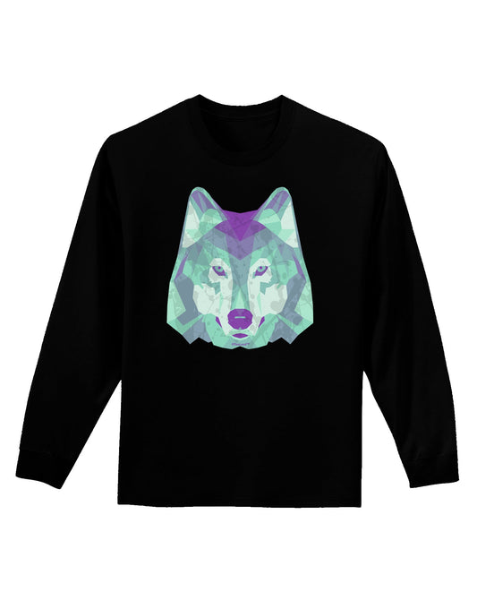 Geometric Wolf Head Adult Long Sleeve Dark T-Shirt by TooLoud-TooLoud-Black-Small-Davson Sales