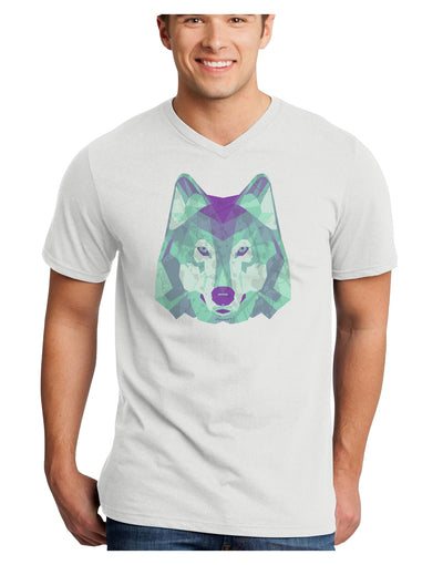 Geometric Wolf Head Adult V-Neck T-shirt by TooLoud-Mens V-Neck T-Shirt-TooLoud-White-Small-Davson Sales