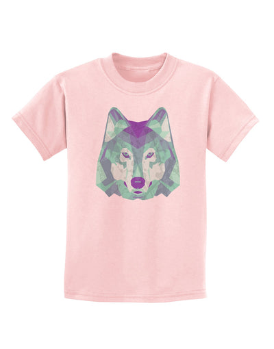 Geometric Wolf Head Childrens T-Shirt by TooLoud-Childrens T-Shirt-TooLoud-PalePink-X-Small-Davson Sales