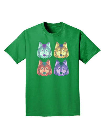 Geometric Wolf Head Pop Art Adult Dark T-Shirt-Mens T-Shirt-TooLoud-Kelly-Green-Small-Davson Sales