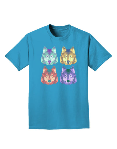 Geometric Wolf Head Pop Art Adult Dark T-Shirt-Mens T-Shirt-TooLoud-Turquoise-Small-Davson Sales