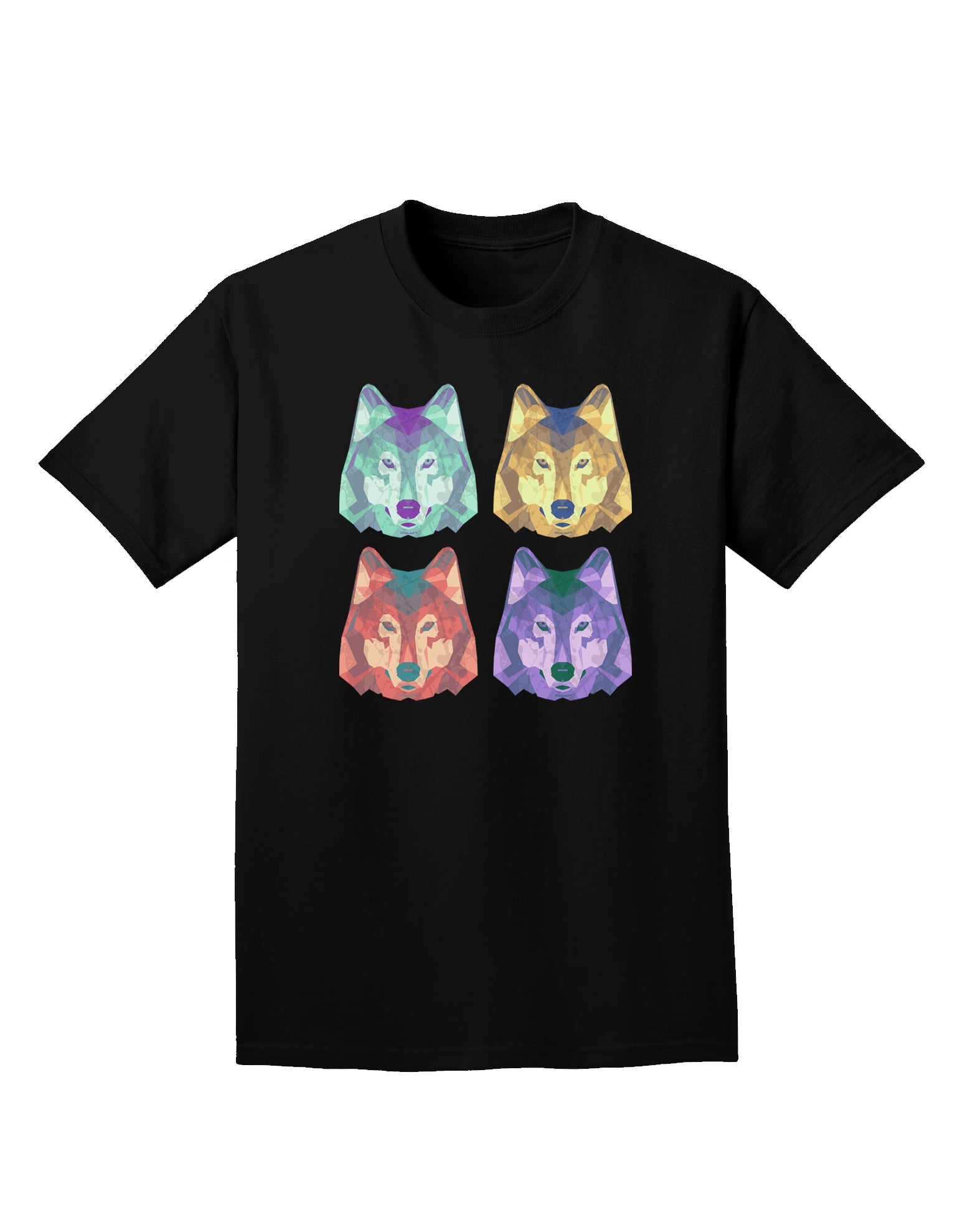 Geometric Wolf Head Pop Art Adult Dark T-Shirt by TooLoud-Mens T-Shirt-TooLoud-Black-Small-Davson Sales