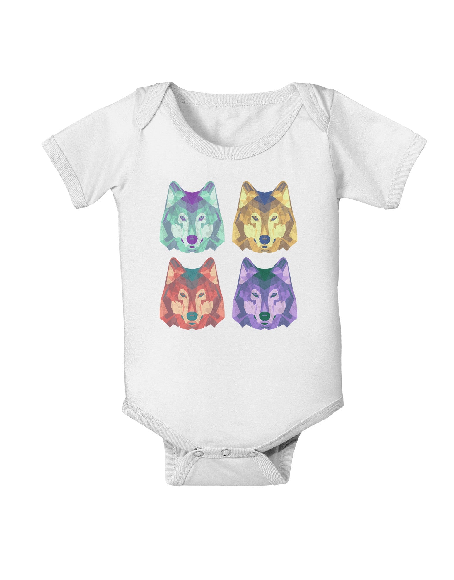 Geometric Wolf Head Pop Art Baby Romper Bodysuit-Baby Romper-TooLoud-White-06-Months-Davson Sales
