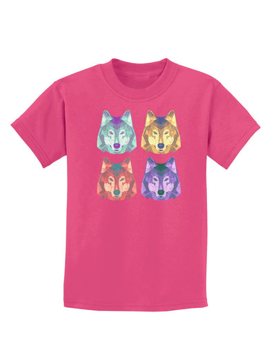 Geometric Wolf Head Pop Art Childrens Dark T-Shirt-Childrens T-Shirt-TooLoud-Sangria-X-Small-Davson Sales