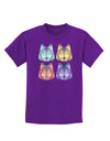 Geometric Wolf Head Pop Art Childrens Dark T-Shirt-Childrens T-Shirt-TooLoud-Purple-X-Small-Davson Sales