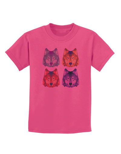 Geometric Wolf Head Pop Art Childrens T-Shirt-Childrens T-Shirt-TooLoud-Sangria-X-Small-Davson Sales