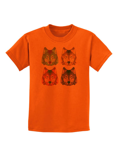 Geometric Wolf Head Pop Art Childrens T-Shirt-Childrens T-Shirt-TooLoud-Orange-X-Small-Davson Sales