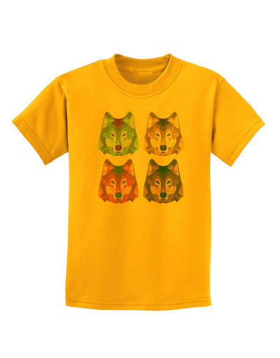 Geometric Wolf Head Pop Art Childrens T-Shirt-Childrens T-Shirt-TooLoud-Gold-X-Small-Davson Sales