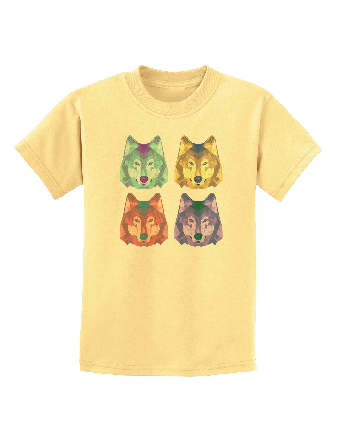 Geometric Wolf Head Pop Art Childrens T-Shirt-Childrens T-Shirt-TooLoud-Daffodil-Yellow-X-Small-Davson Sales