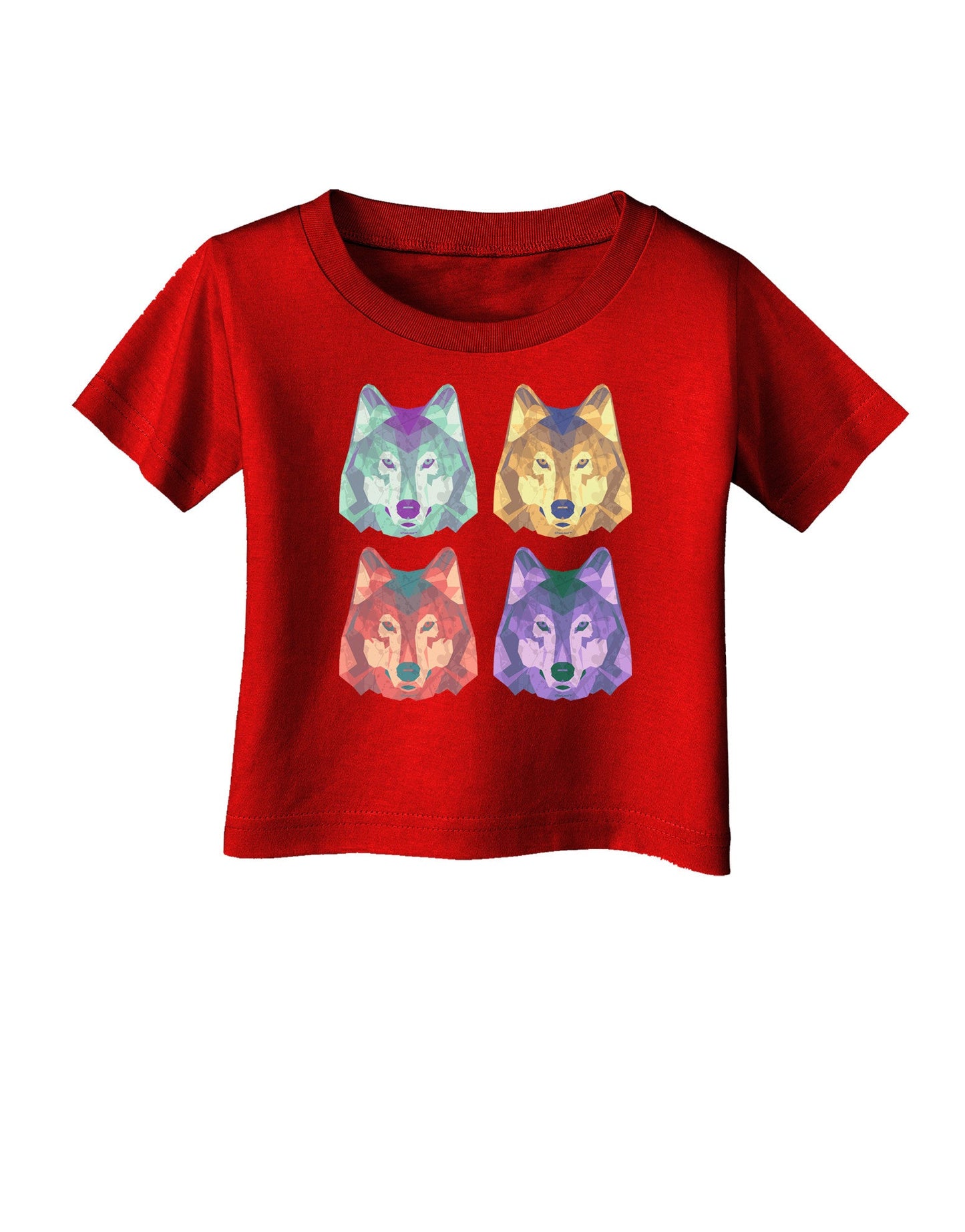Geometric Wolf Head Pop Art Infant T-Shirt Dark-Infant T-Shirt-TooLoud-Red-06-Months-Davson Sales