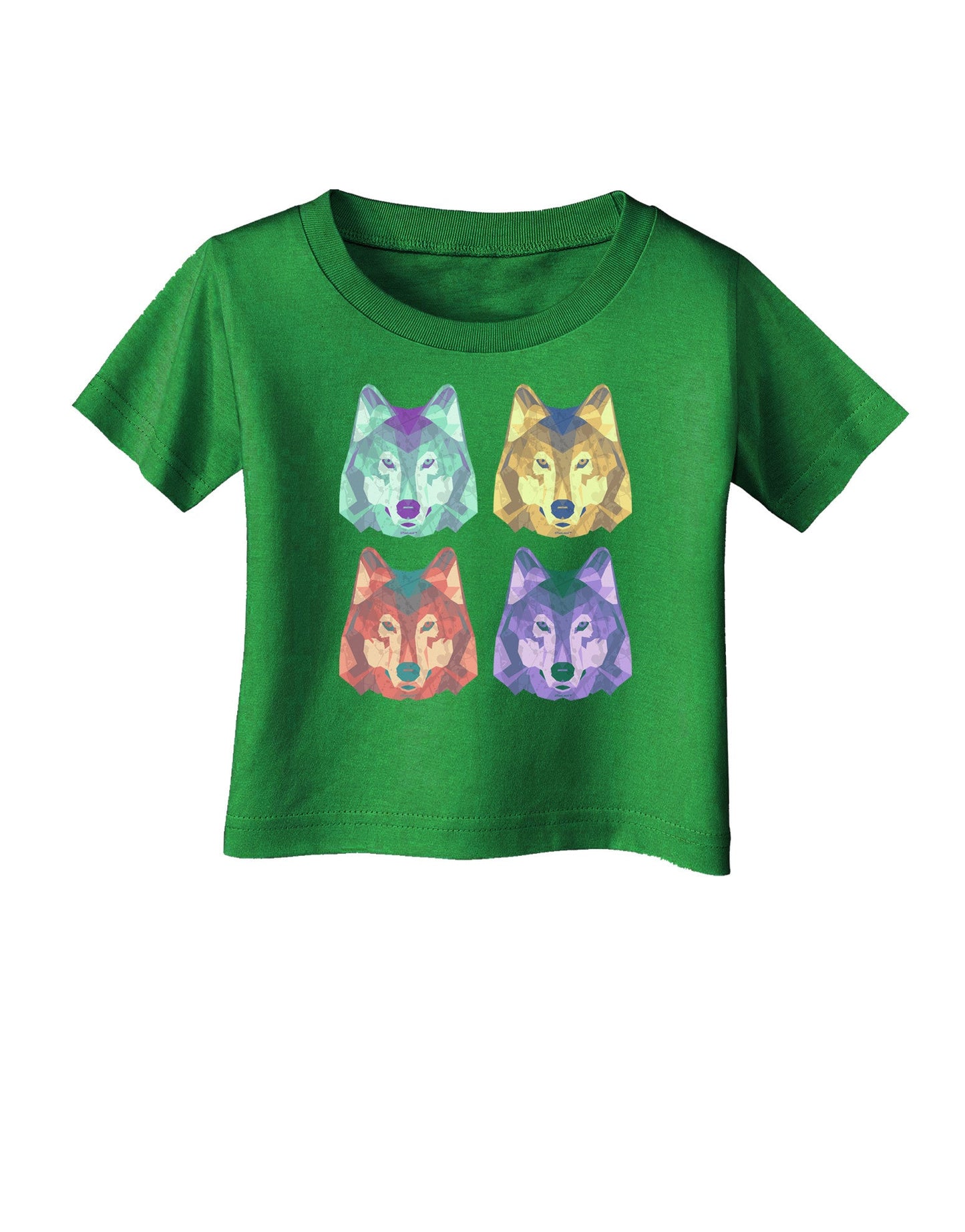 Geometric Wolf Head Pop Art Infant T-Shirt Dark-Infant T-Shirt-TooLoud-Clover-Green-06-Months-Davson Sales