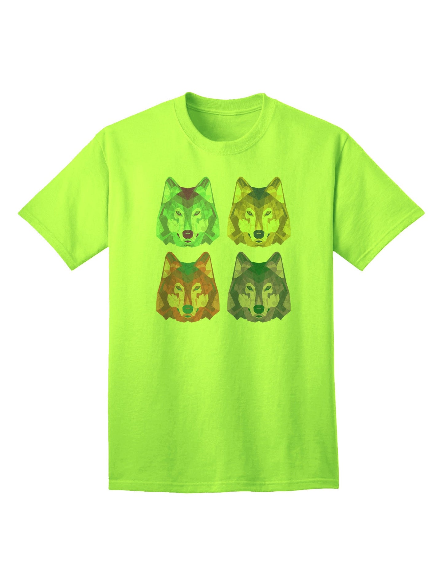 Geometric Wolf Head Pop Art - Premium Adult T-Shirt Collection-Mens T-shirts-TooLoud-Neon-Green-Small-Davson Sales