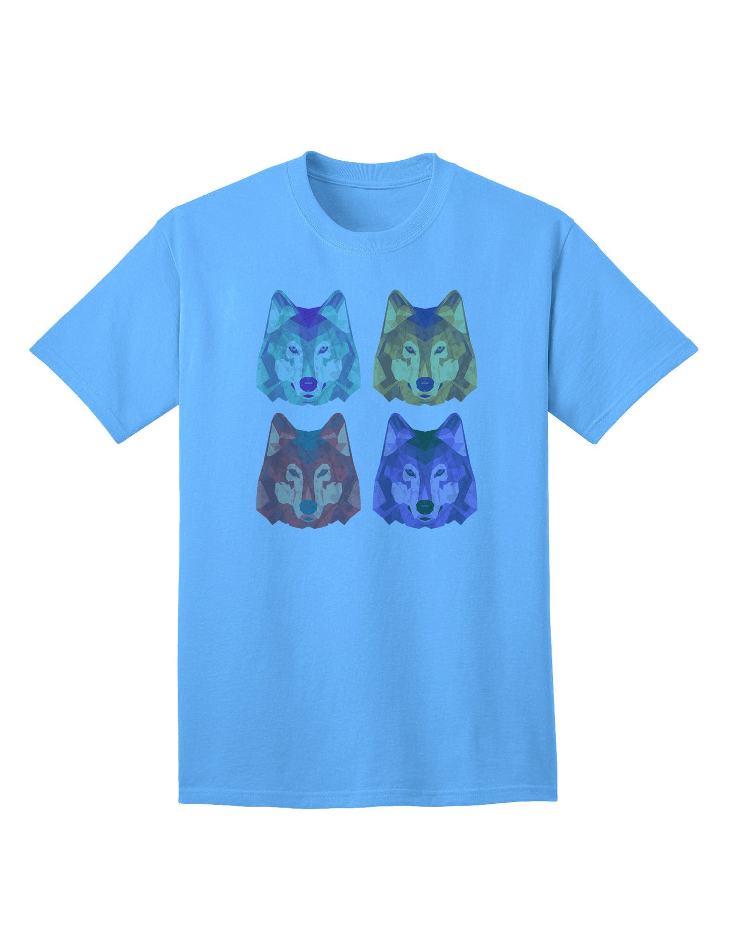 Geometric Wolf Head Pop Art - Premium Adult T-Shirt Collection-Mens T-shirts-TooLoud-Aquatic-Blue-Small-Davson Sales