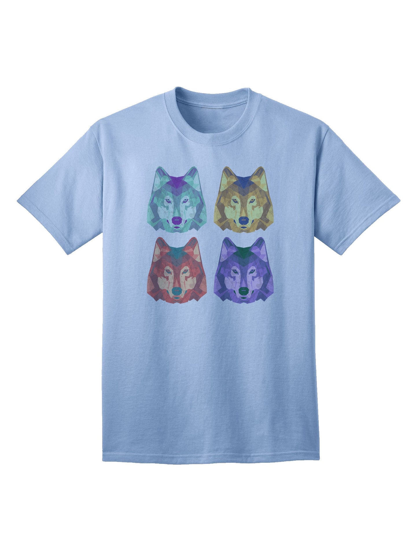 Geometric Wolf Head Pop Art - Premium Adult T-Shirt Collection-Mens T-shirts-TooLoud-Light-Blue-Small-Davson Sales