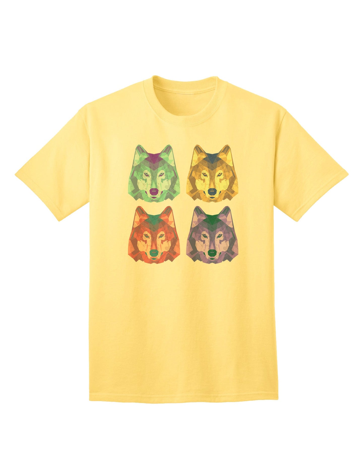 Geometric Wolf Head Pop Art - Premium Adult T-Shirt Collection-Mens T-shirts-TooLoud-Yellow-Small-Davson Sales