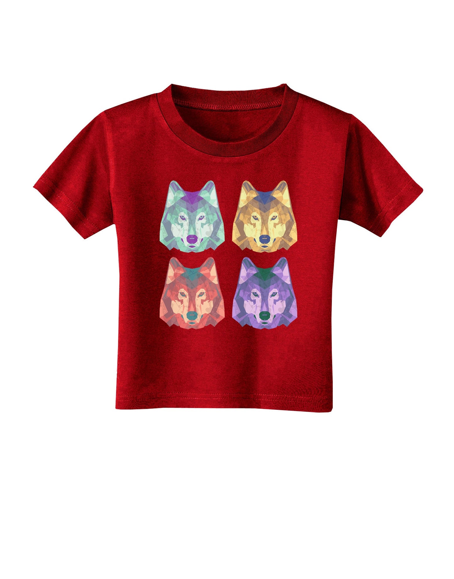 Geometric Wolf Head Pop Art Toddler T-Shirt Dark-Toddler T-Shirt-TooLoud-Red-2T-Davson Sales