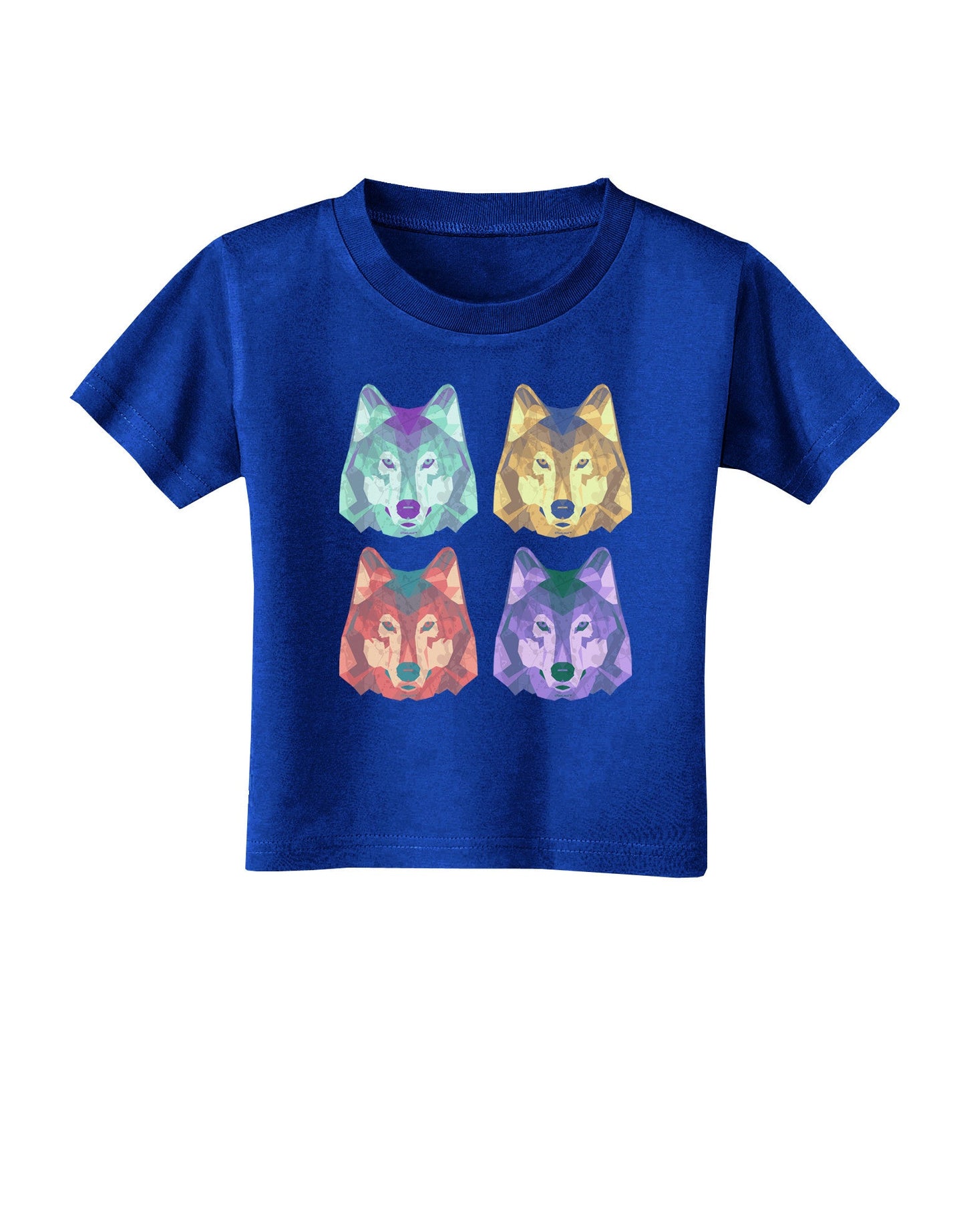 Geometric Wolf Head Pop Art Toddler T-Shirt Dark-Toddler T-Shirt-TooLoud-Royal-Blue-2T-Davson Sales