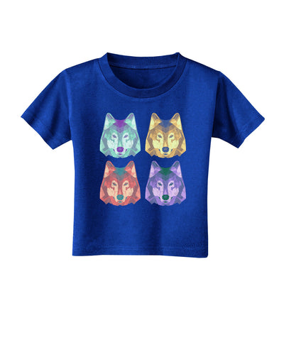 Geometric Wolf Head Pop Art Toddler T-Shirt Dark-Toddler T-Shirt-TooLoud-Royal-Blue-2T-Davson Sales