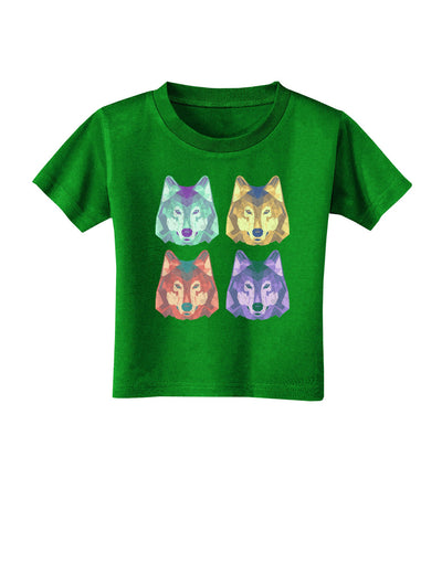 Geometric Wolf Head Pop Art Toddler T-Shirt Dark-Toddler T-Shirt-TooLoud-Clover-Green-2T-Davson Sales