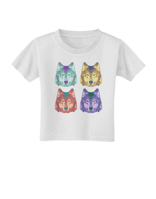 Geometric Wolf Head Pop Art Toddler T-Shirt-Toddler T-Shirt-TooLoud-White-2T-Davson Sales