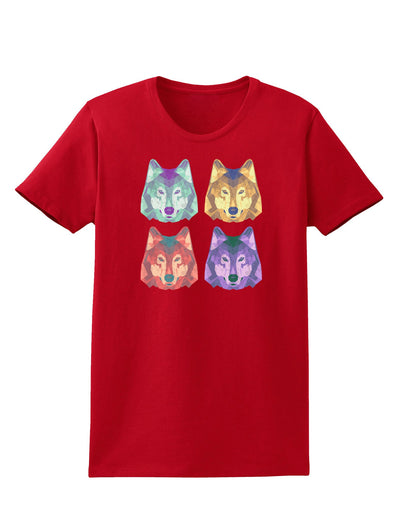 Geometric Wolf Head Pop Art Womens Dark T-Shirt-TooLoud-Red-X-Small-Davson Sales